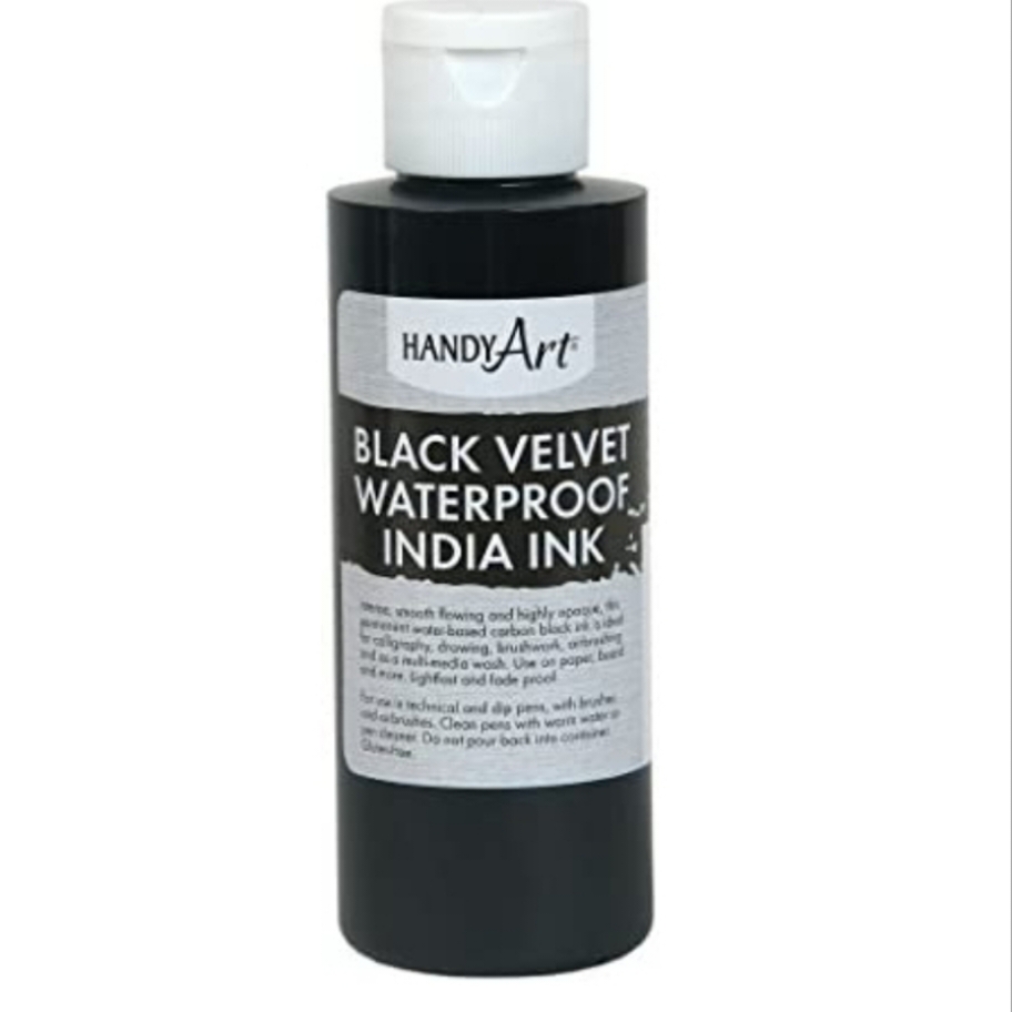 Handy Art Black Velvet Waterproof India Ink (4 oz) Upwards Art Studio