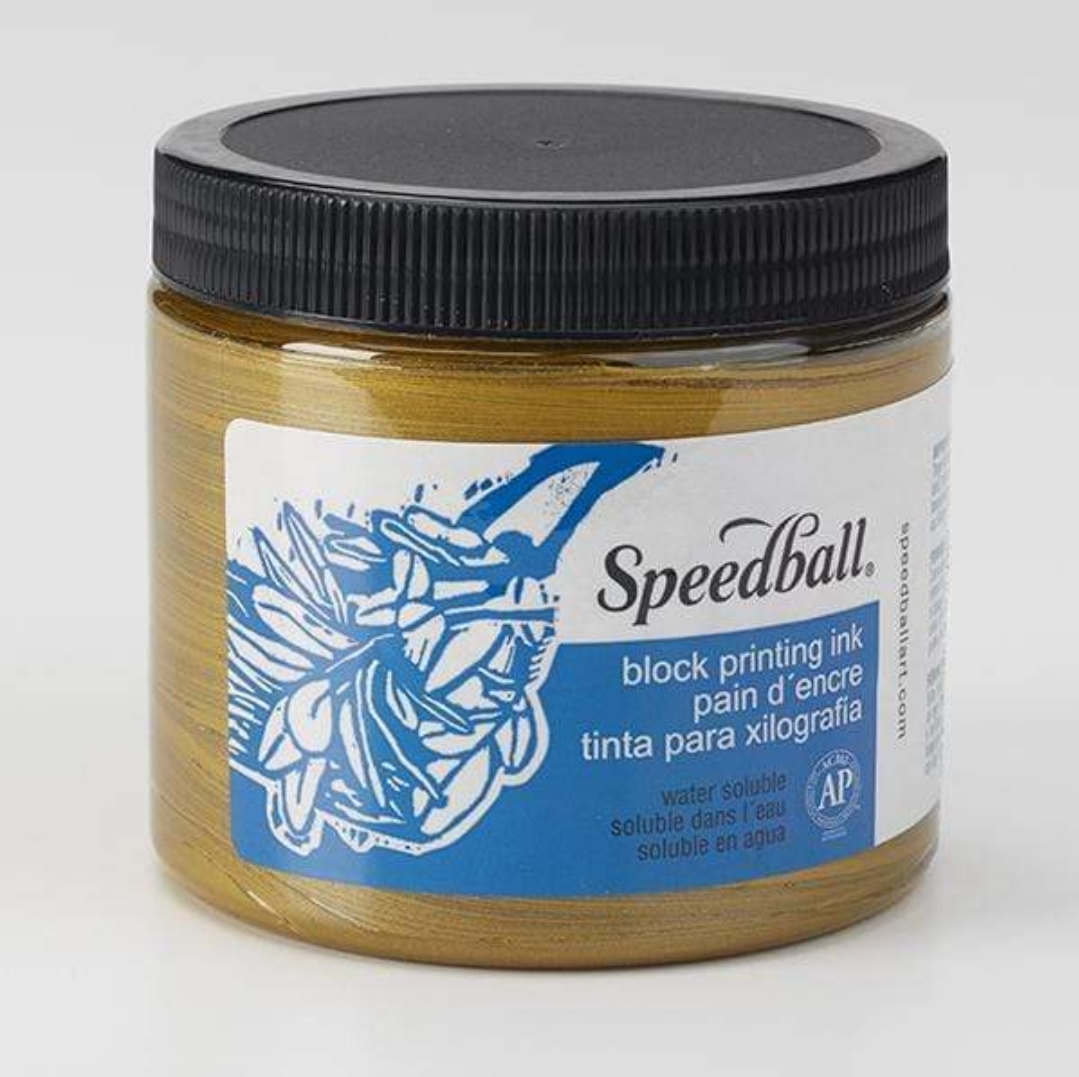 Speedball Block Printing Ink Gold (8 oz) Upwards Art Studio
