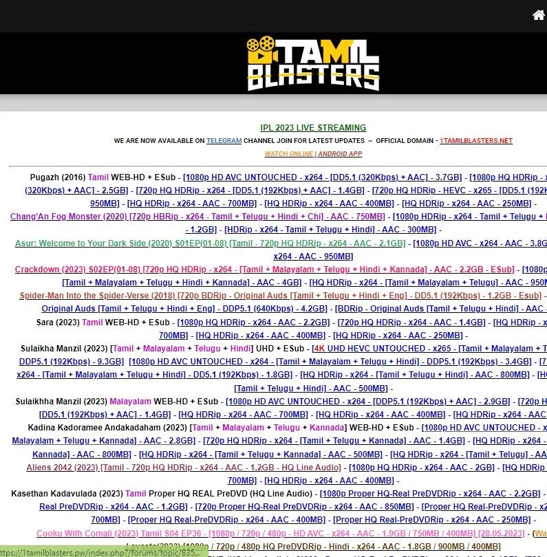 Tamilblasters தமிழ், தெலுங்கு, இந்தி HD டப்பிங் திரைப்படங்கள்