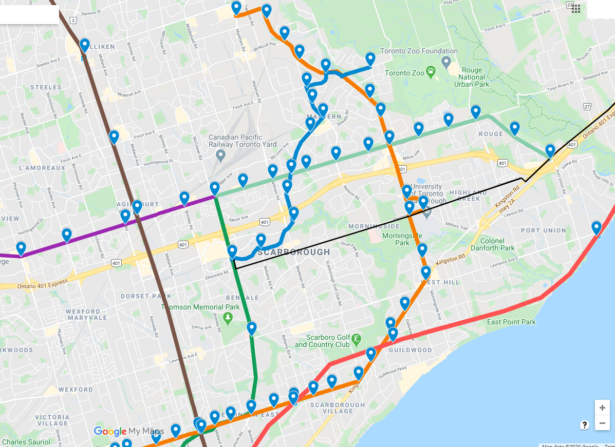Scarborough Subway Extension Map TTC Scarborough Subway Extension (formerly LRT replacement) (City of