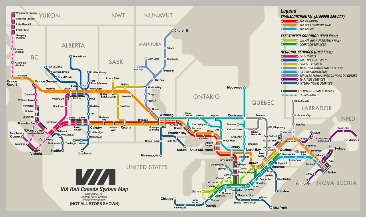 Via Rail Line Map