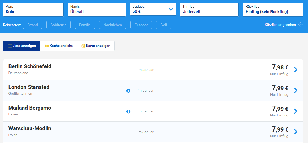 Ryanair 20 reduziert Flüge für nur 8€ (Nur Heute 10.1.2015