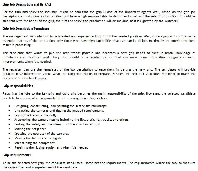 Grip Job Description and Its FAQ room