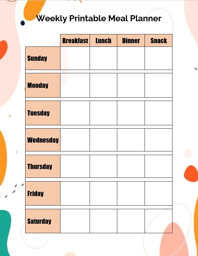 8+ Printable Meal Planner Template | room surf.com