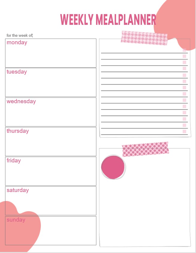 10+ Template Weekly Menus Printable for Household and Schools | room