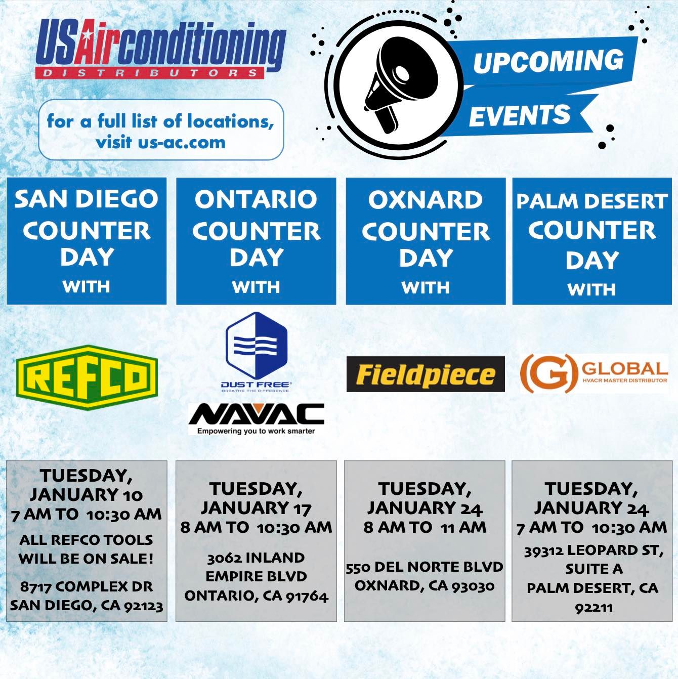 January Counter Days US Air Conditioning Distributors