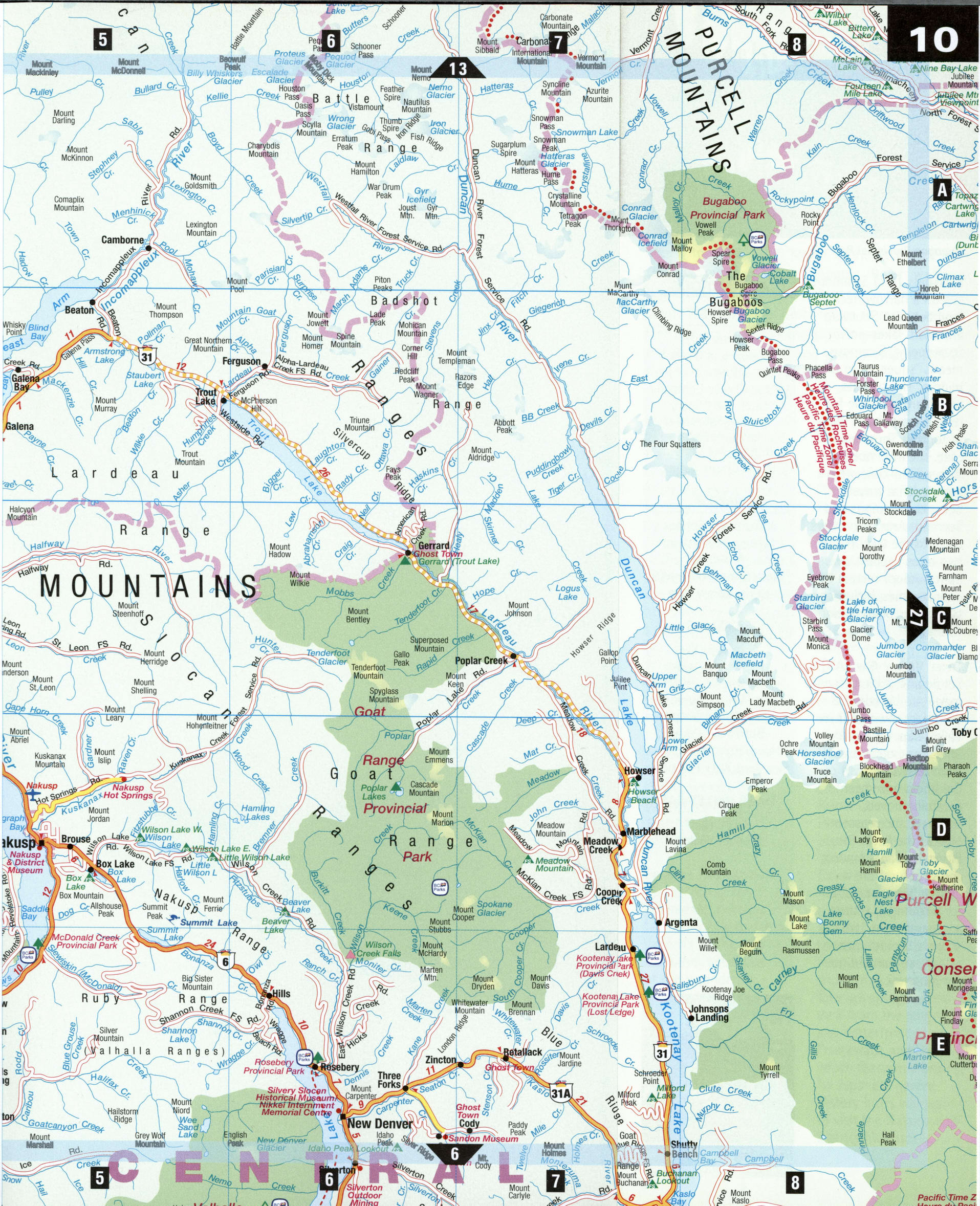 North Okanagan BC map. Detailed roads map of North Okanagan, Canada
