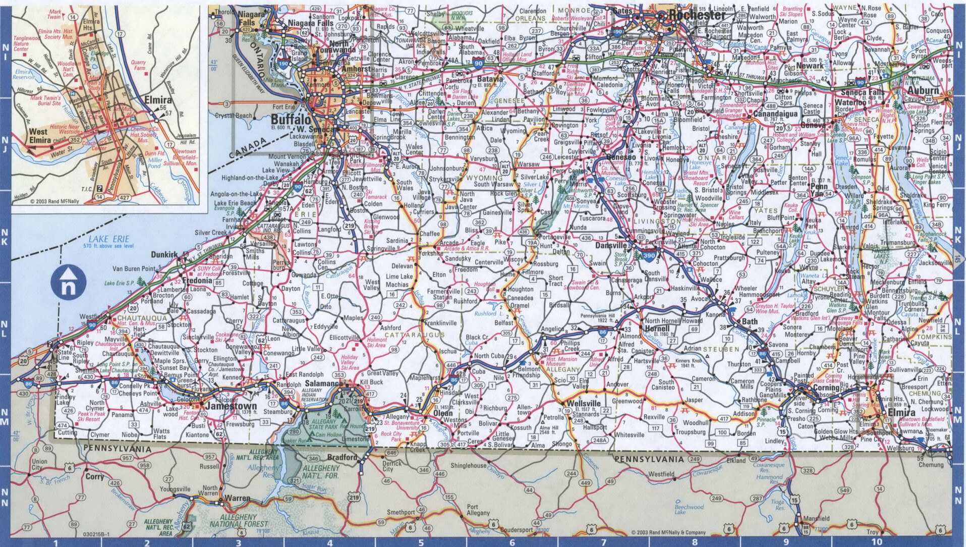 NorthWest New York state detailed map with cities and highways