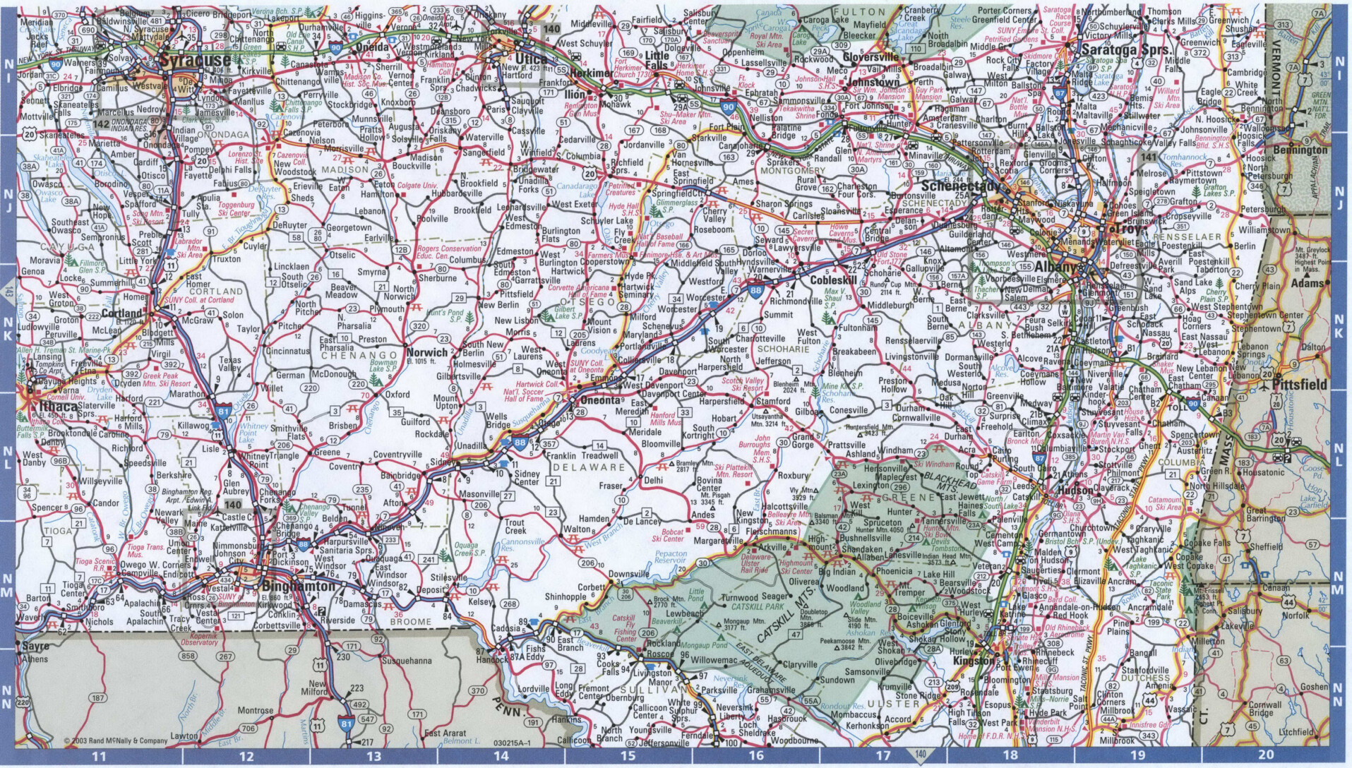 NorthEast half New York state detailed map with cities and highways