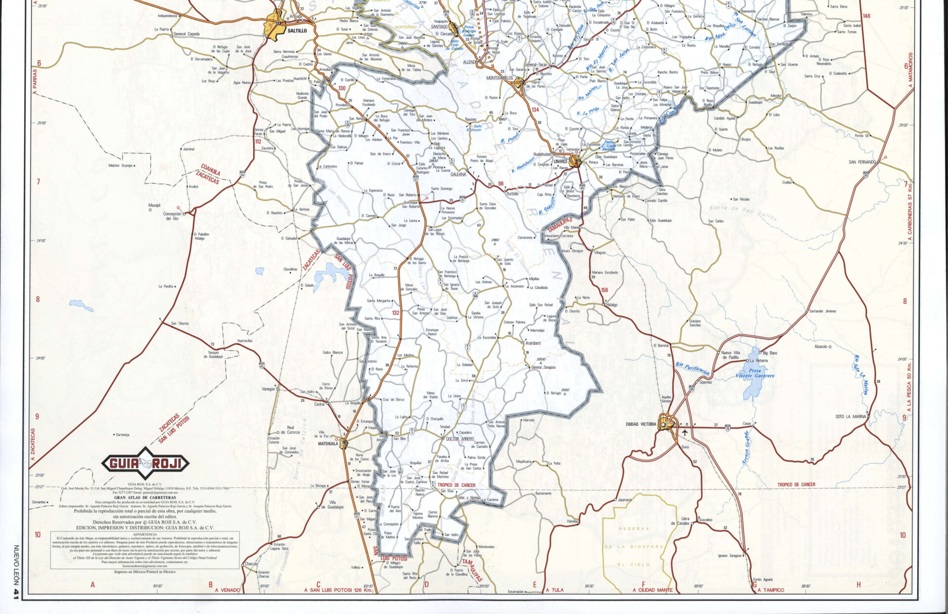 Nuevo Leon state map. Free detailed map of Nuevo Leon state Mexico