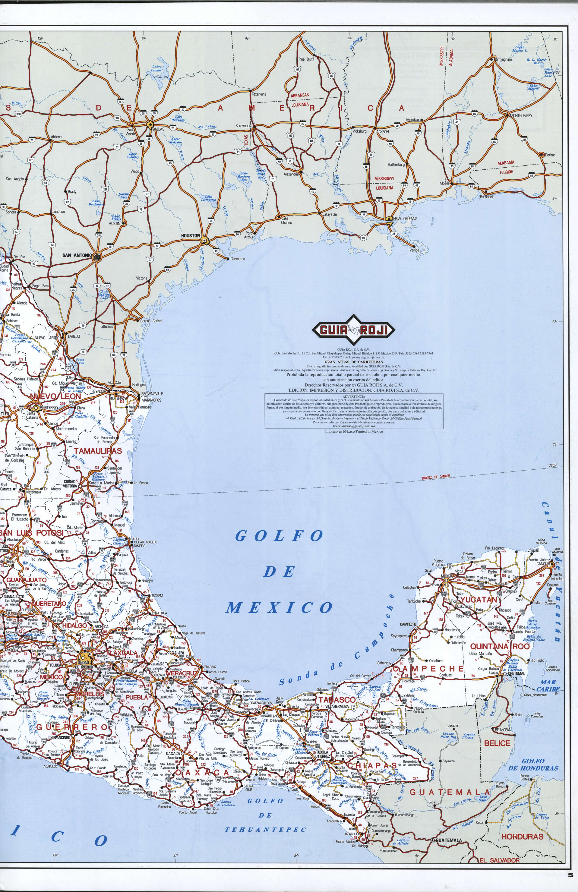 Mexico map. Free detailed map of Mexico with cities and roads