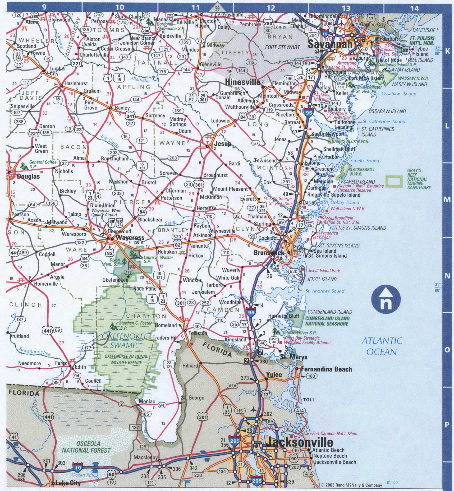Southern highways road map. Free printable road map of Southern