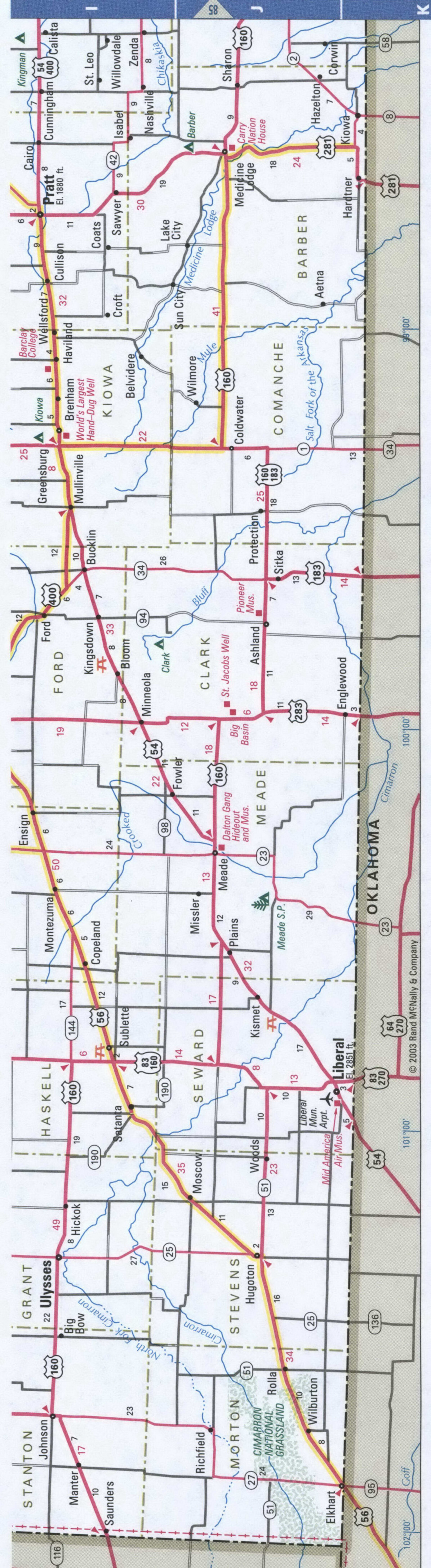 Western Kansas highways road map.Free printable road map of Western Kansas