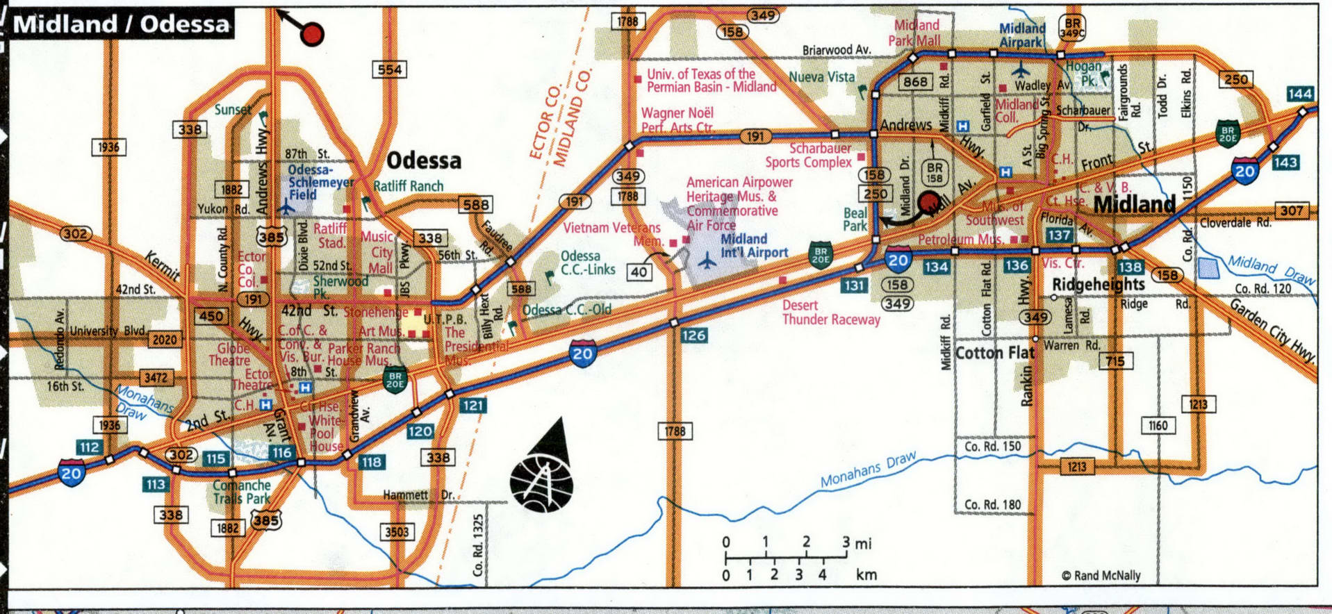 Odessa city road map for truck drivers toll and free highways map usa