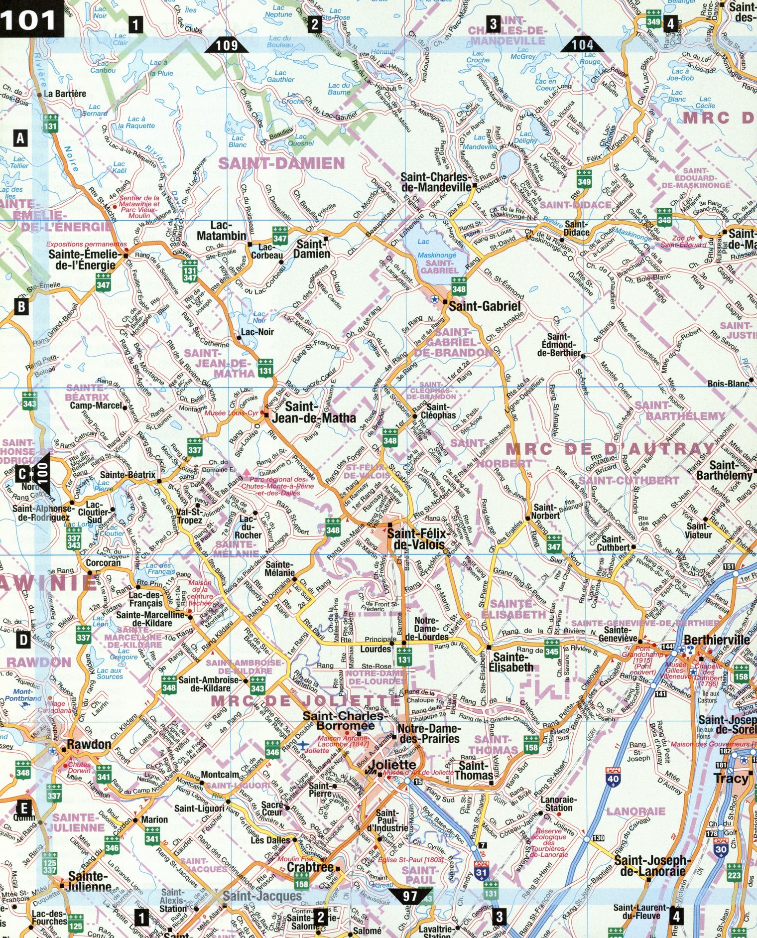 Road map of Sorel Quebec Canada highway free detailed large scale area