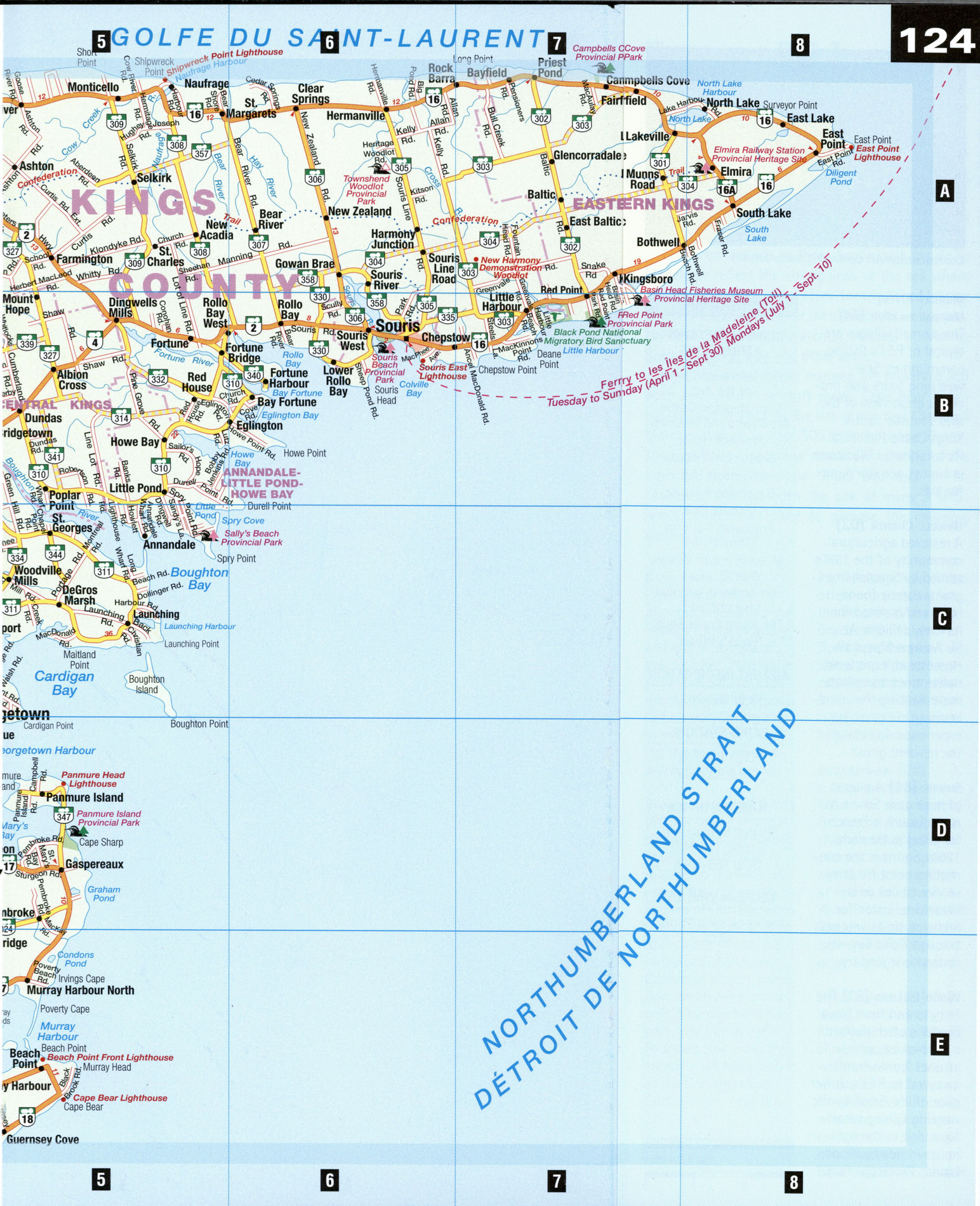 Highway map of Eastern P.E.I. Prince Edward Island Canada road cities towns