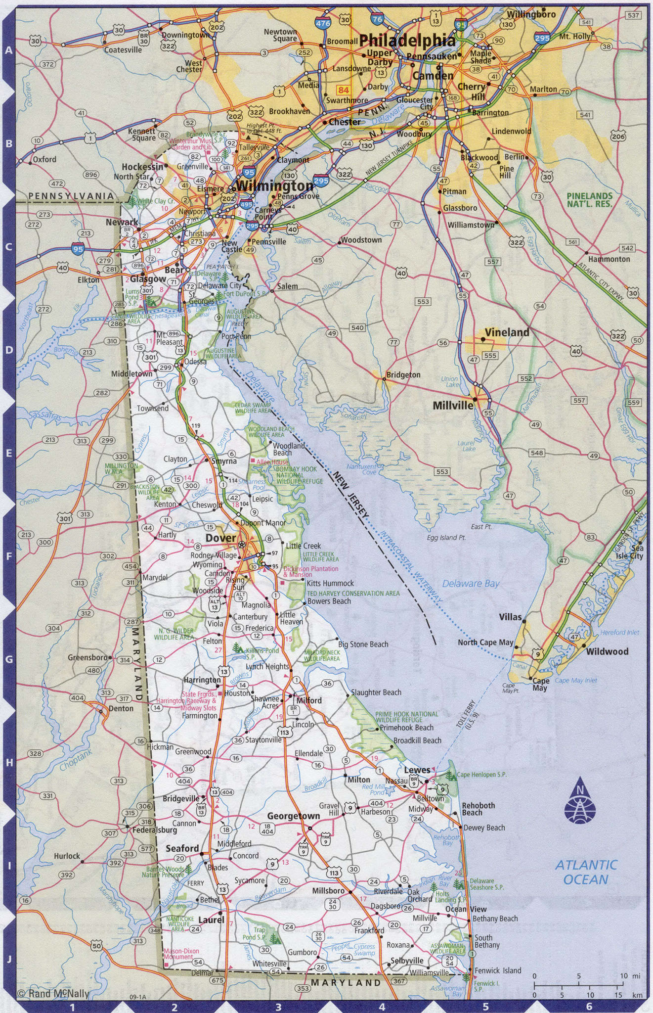 Detailed roads map of Delaware 2021 highway cities parks rivers towns