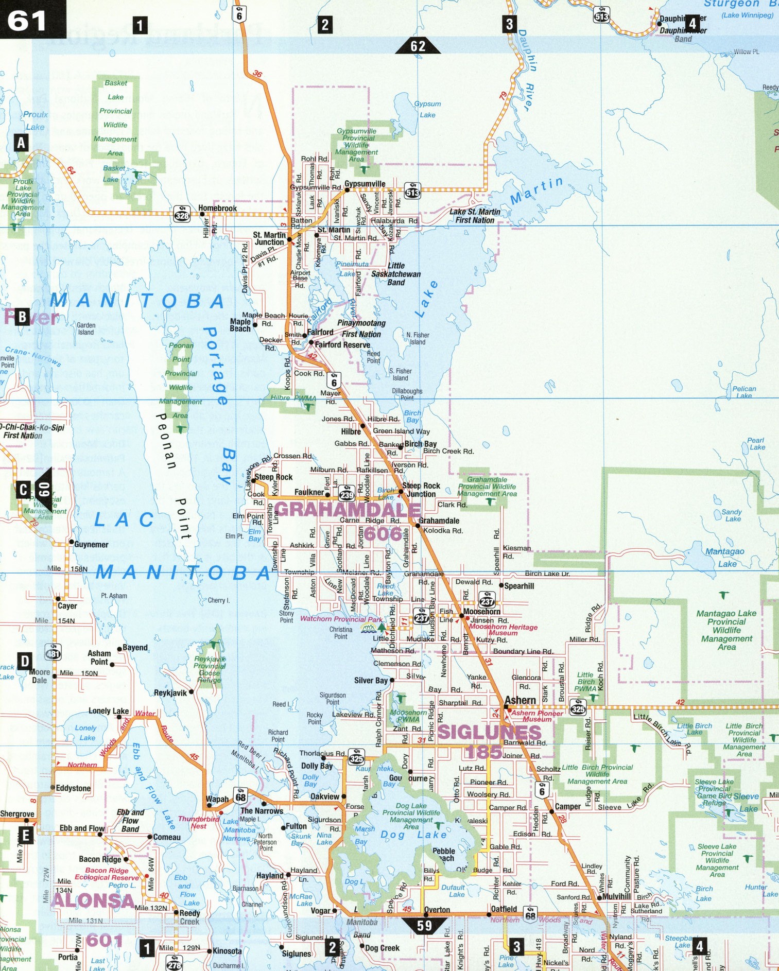 Road map Northern Interlake city surrounding area (Manitoba, Canada) free
