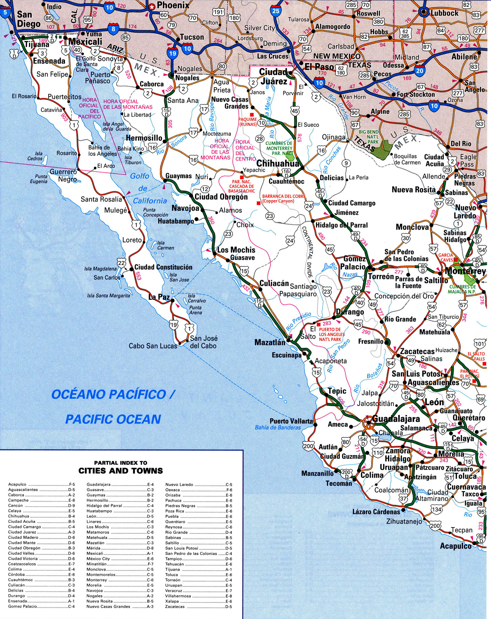 Large Detailed Road And Highways Map Of Mexico Mexico Large Detailed Images