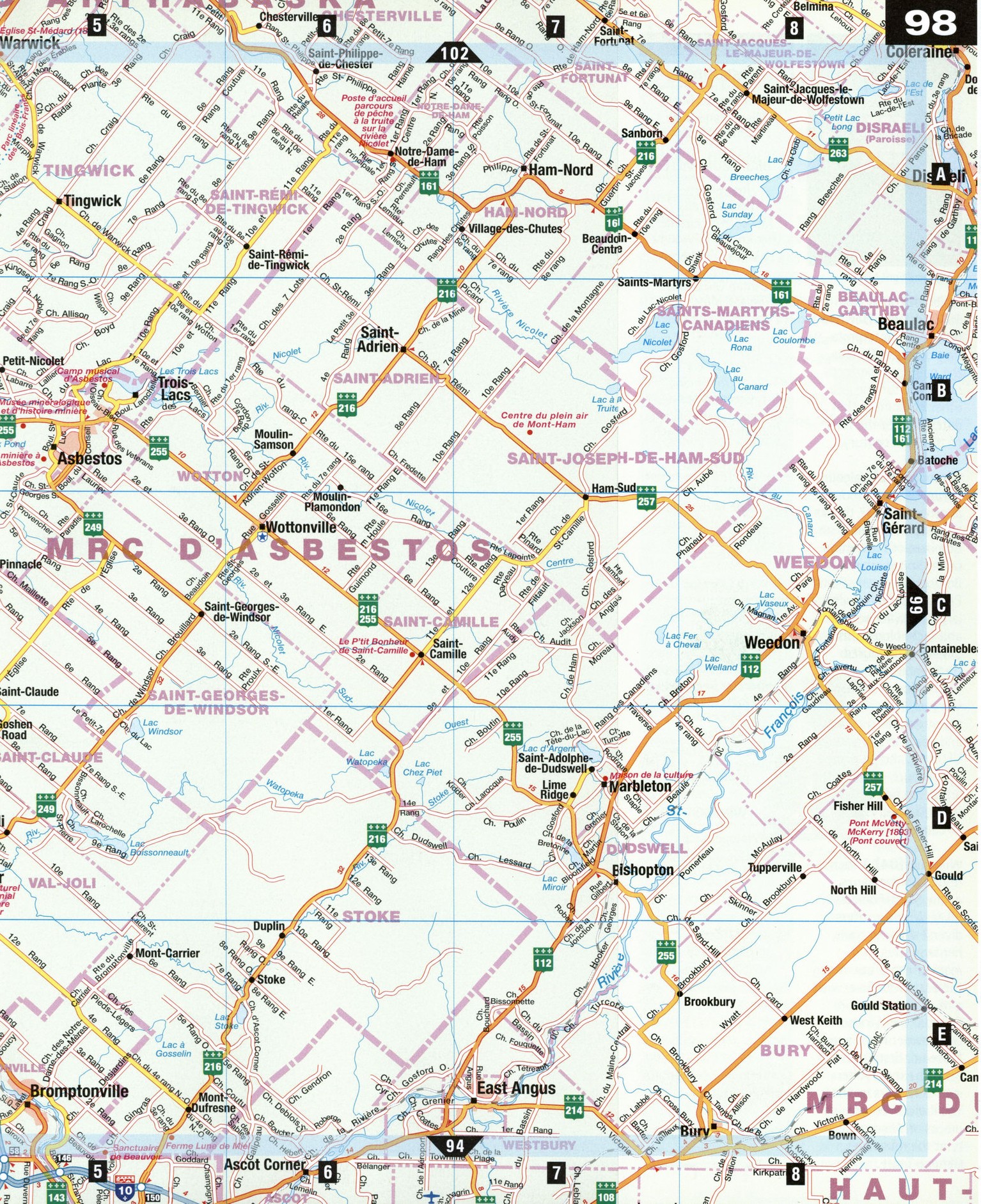 Roads map of Drummondville and CentreduQuebec Canada free large