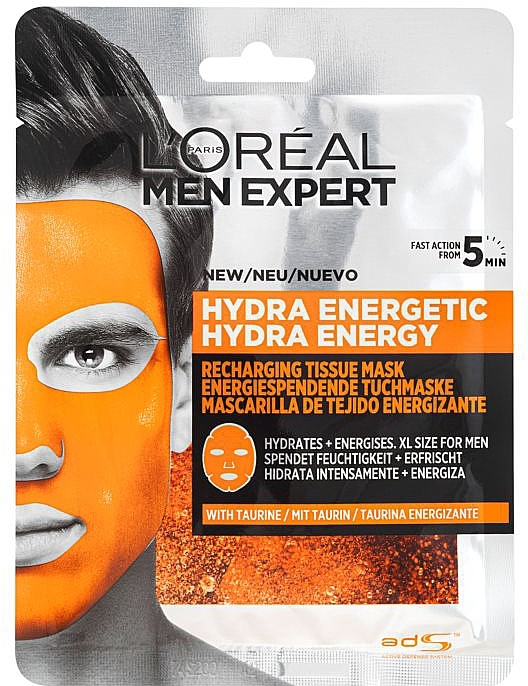 Sheet Mask L’Oreal Paris Men Expert Hydra Energetic MAKEUP
