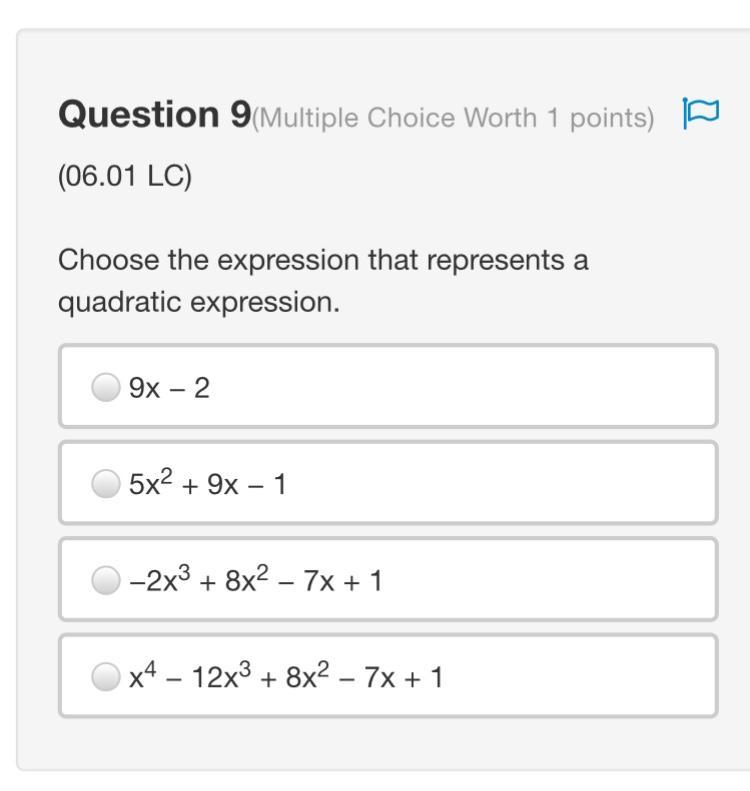 Choose the expression that represents a cubic expression. 19x4 + 18x3 −