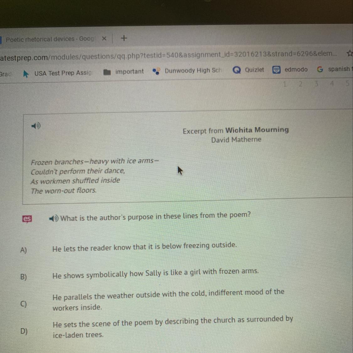 what is the authors purpose in these lines from the poem