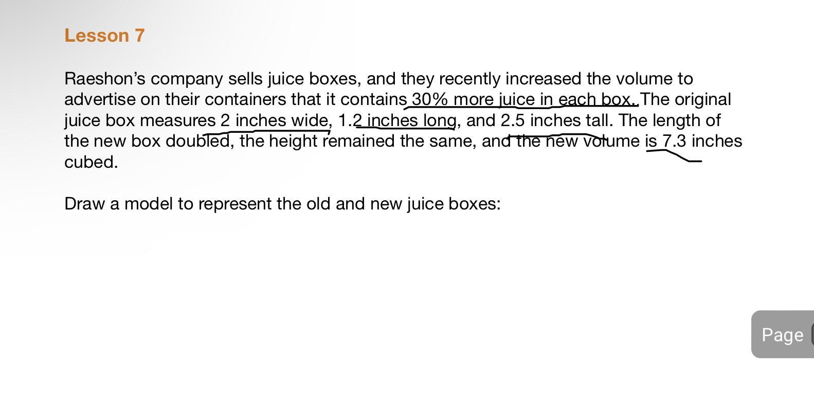 Raeshon’s company sells juice boxes, and they recently increased the