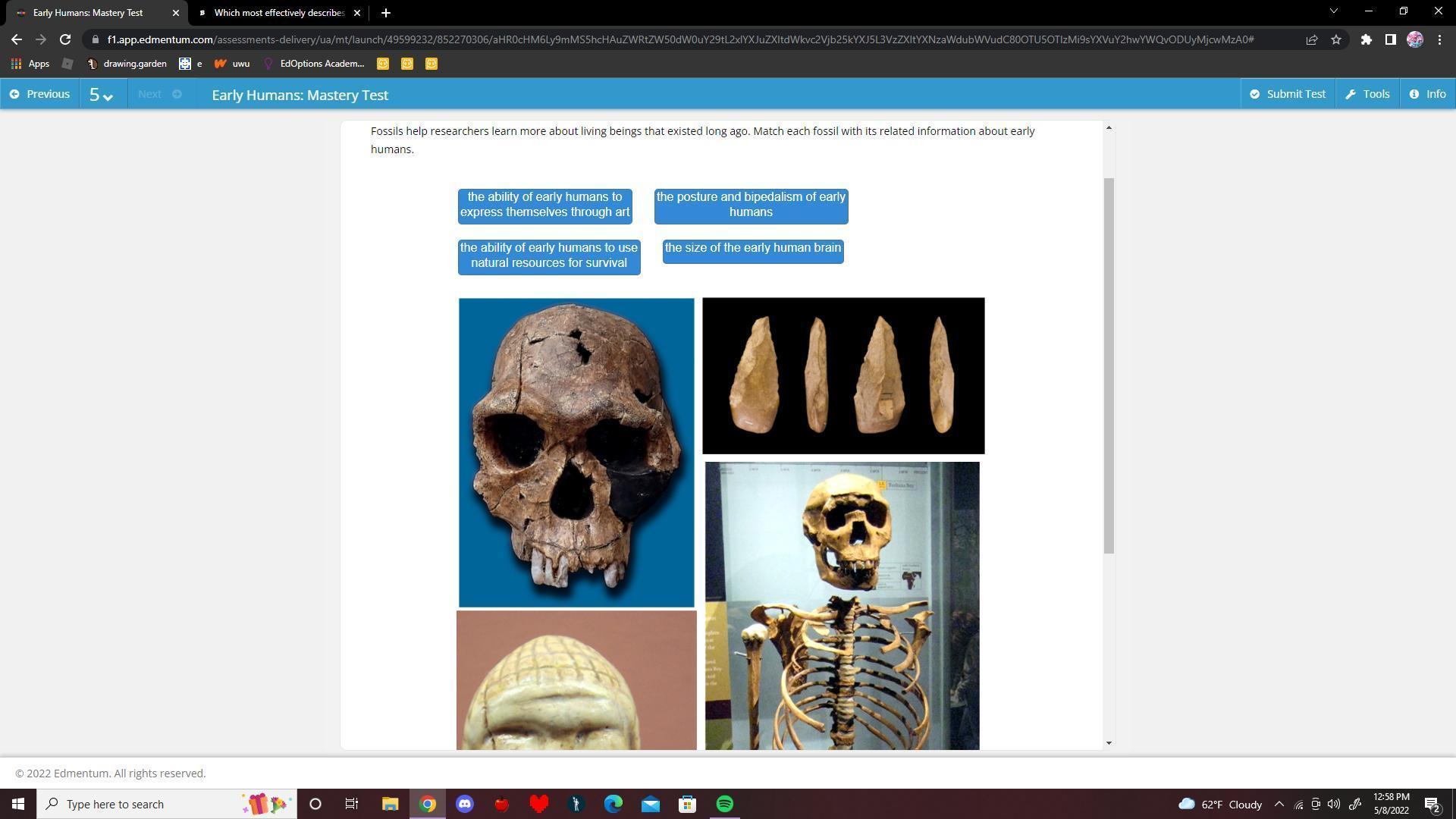 Fossils help researchers learn more about living beings that existed long ago match each fossil