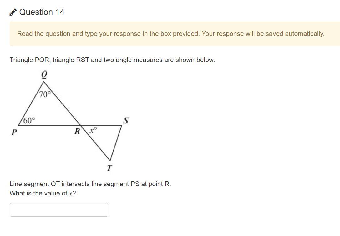 Triangle PQR, triangle RST and two angle measures are shown below Line