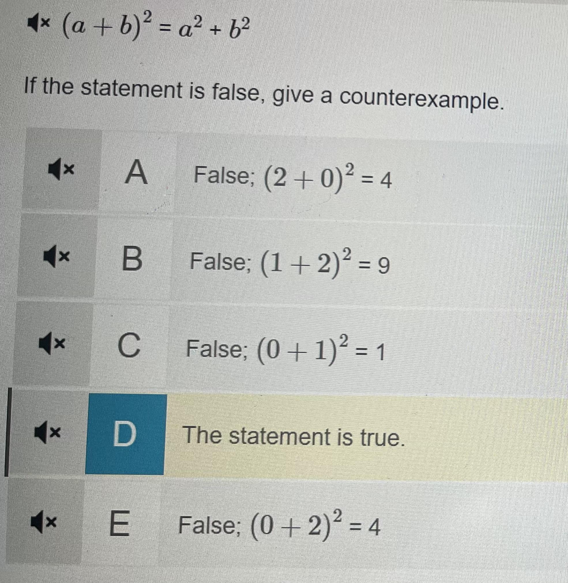 If the statement is false, give a counterclaim.
