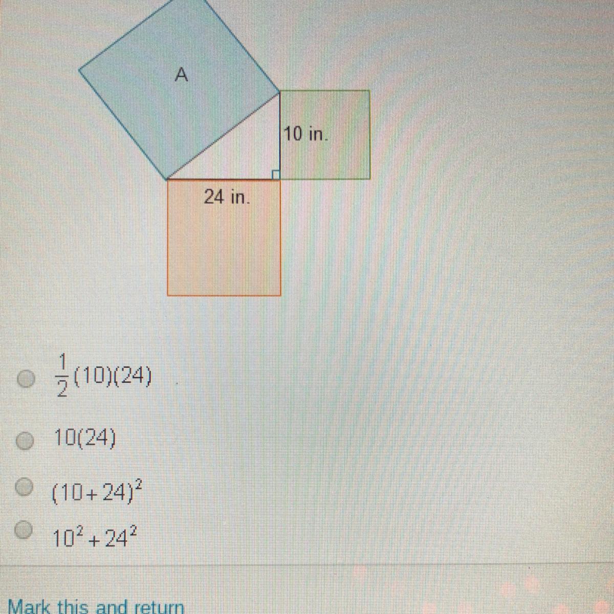 Which expression is equivalent to the area of square A,in square inches