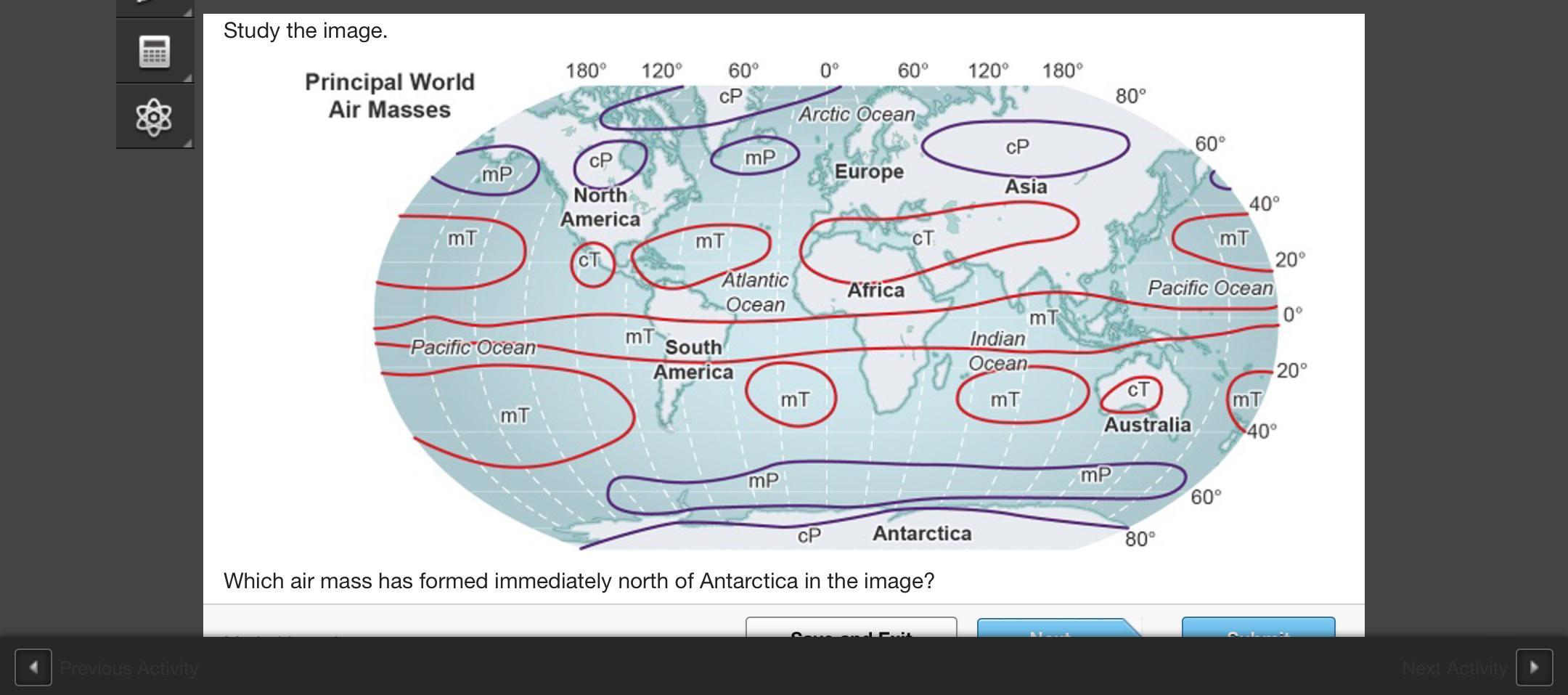 Which air mass has formed immediately north of Antarctica in the image