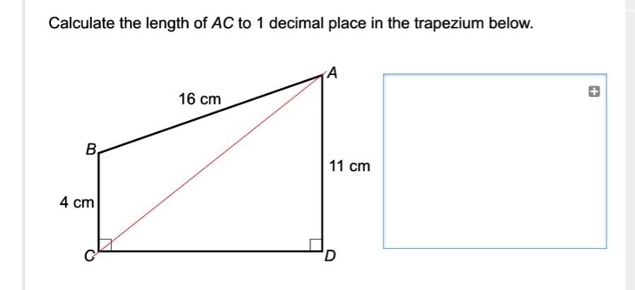 calculate the length of AC to one decimal place in the trapezium below