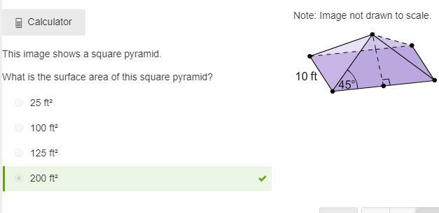 This image shows a square pyramid. What is the surface area of this