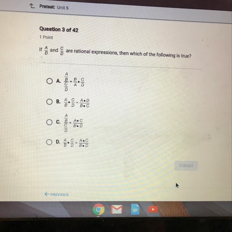 if A/B and C/D are rational expressions, then which of the following is