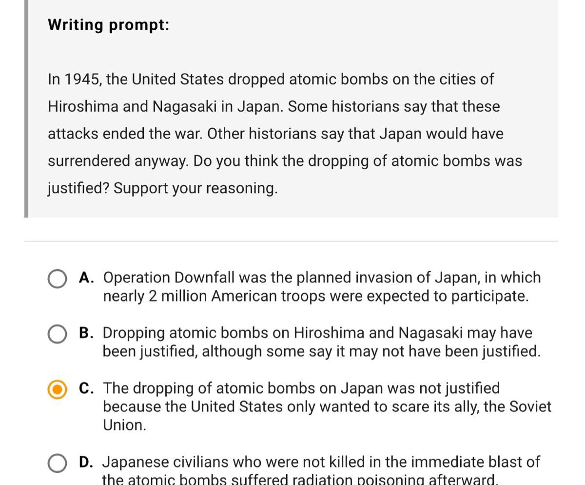 Which Claim Best Responds To The Writing Prompt? - Brainly.com