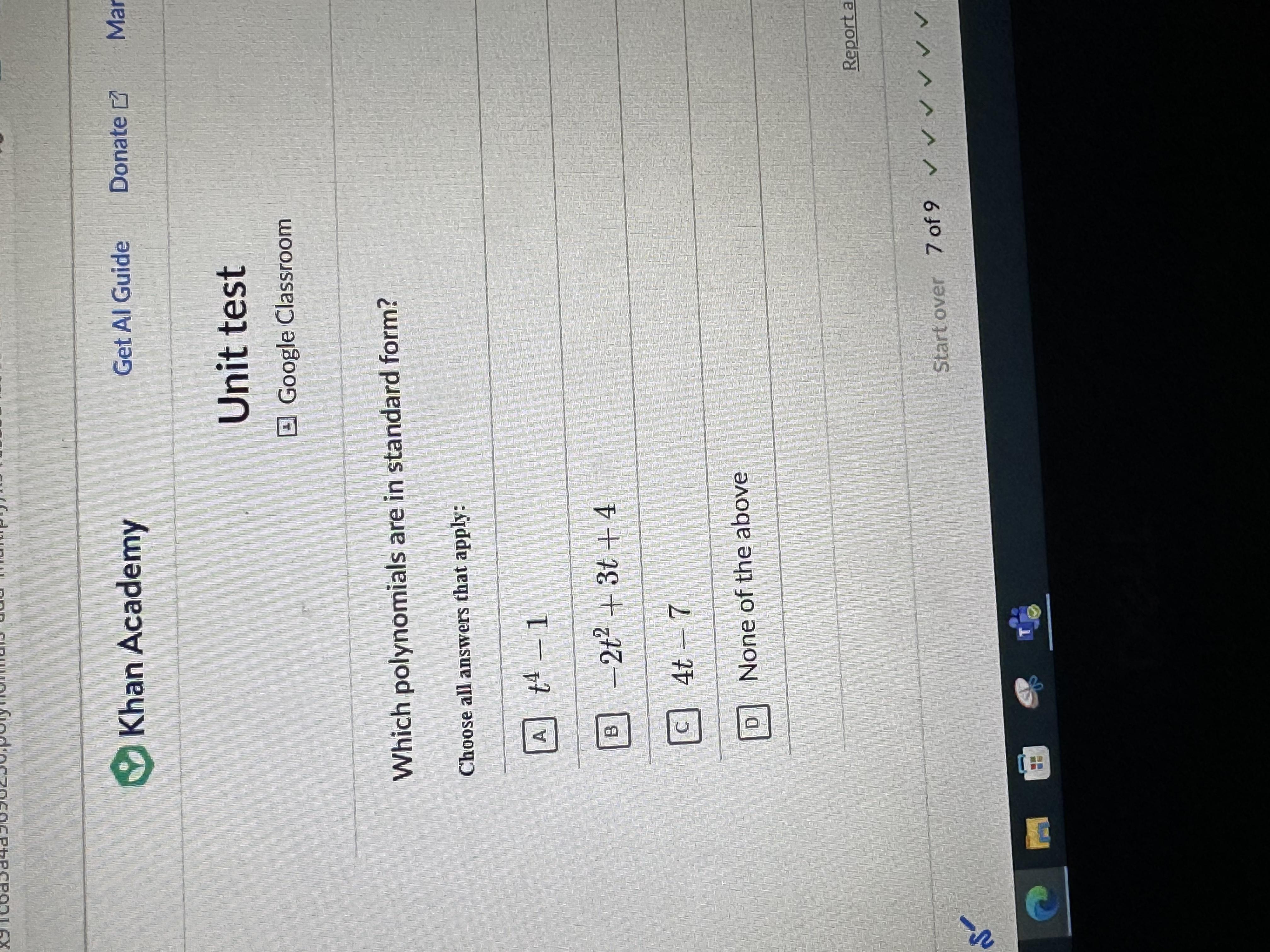 Which are the polynomial in standard form?