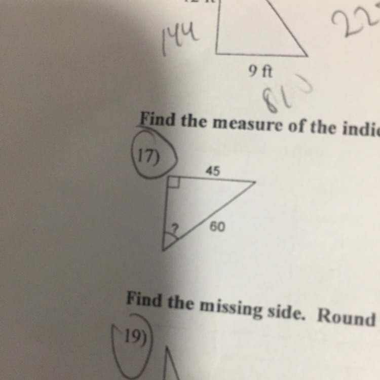 Find the measure of the indicated angle to the nearest degree