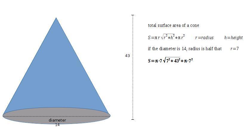 What Is The Surface Area Of A Conical Grain Storage Tank That Has A Height Of 43 Meters And A - Brainly.com