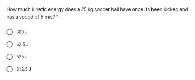 How much energy does a 25 kg soccer ball have once its been