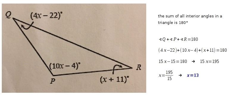 How do you solve for X, then find each angle measure?