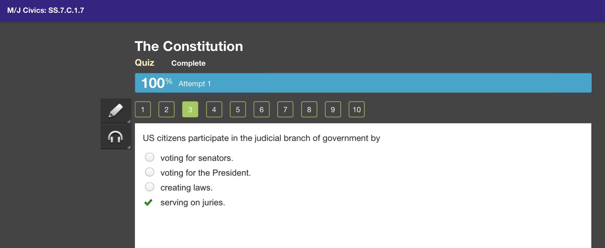 US citizens participate in the judicial branch of government by voting