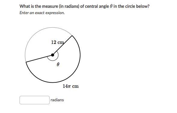 📈What is the measure (in radians) of central angle theta in the circle