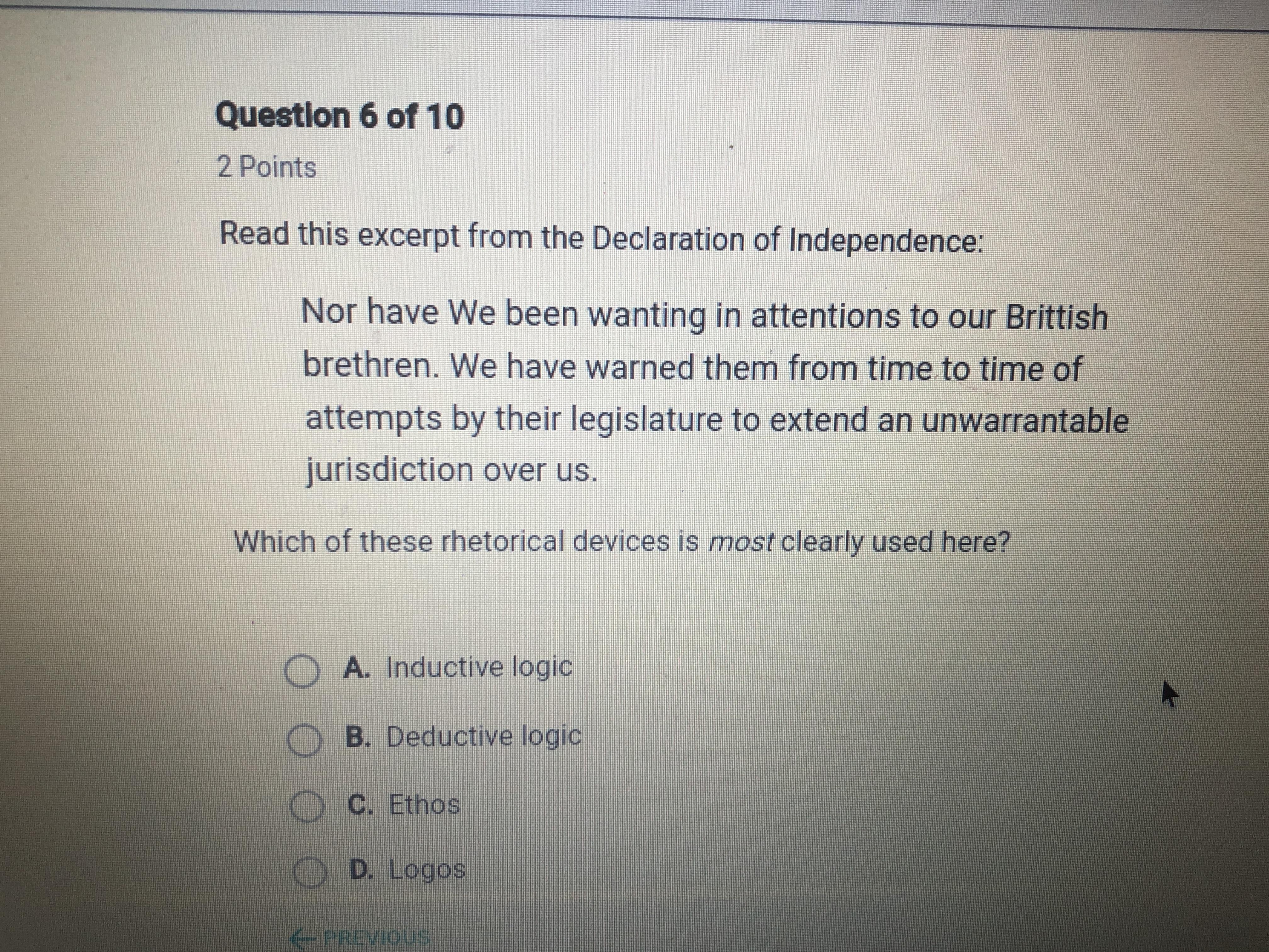 Which Of These Rhetorical Devices Is Mostly Barely Used Here? - Brainly.com