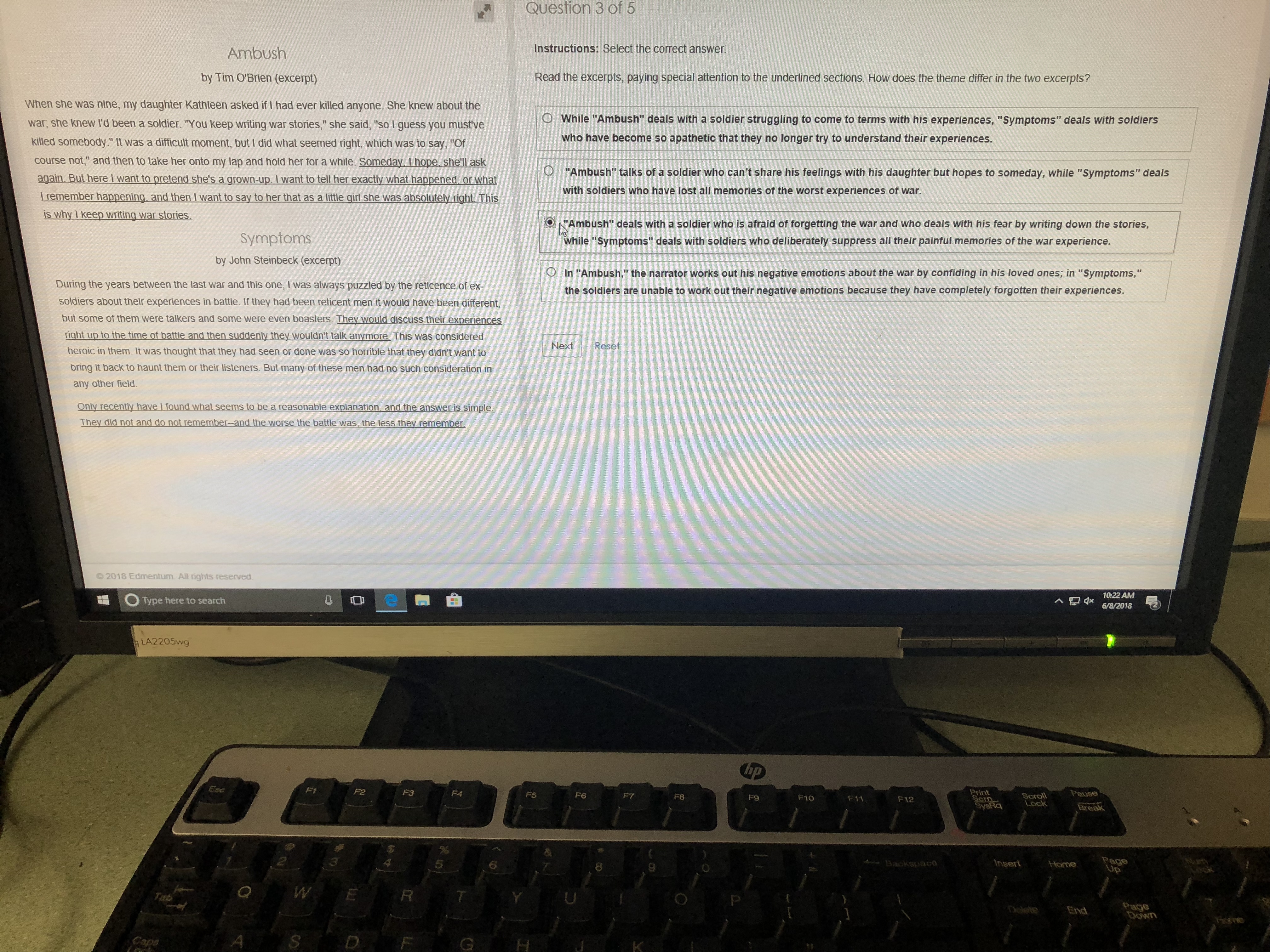 Read the excerpts, paying special attention to the underlined sections