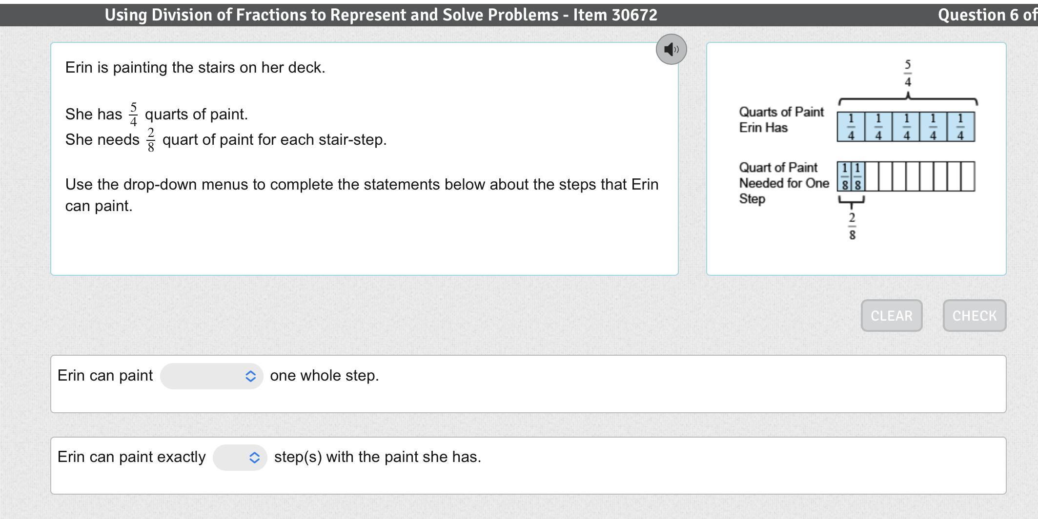 Erin is painting the stairs on her deck. She has 5/4 quarts of paint