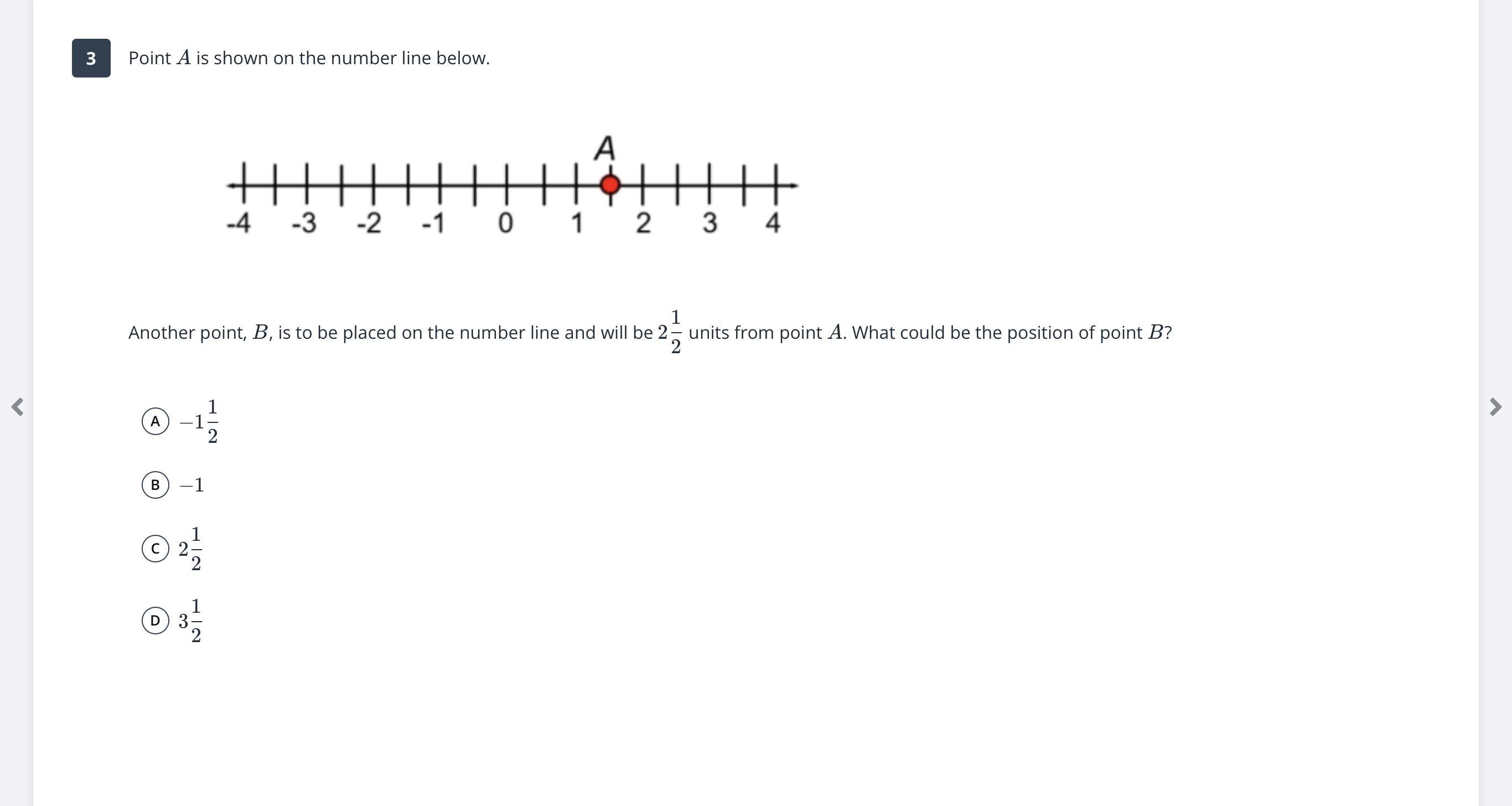 Point A is shown on the the number line below.(The picture I attached