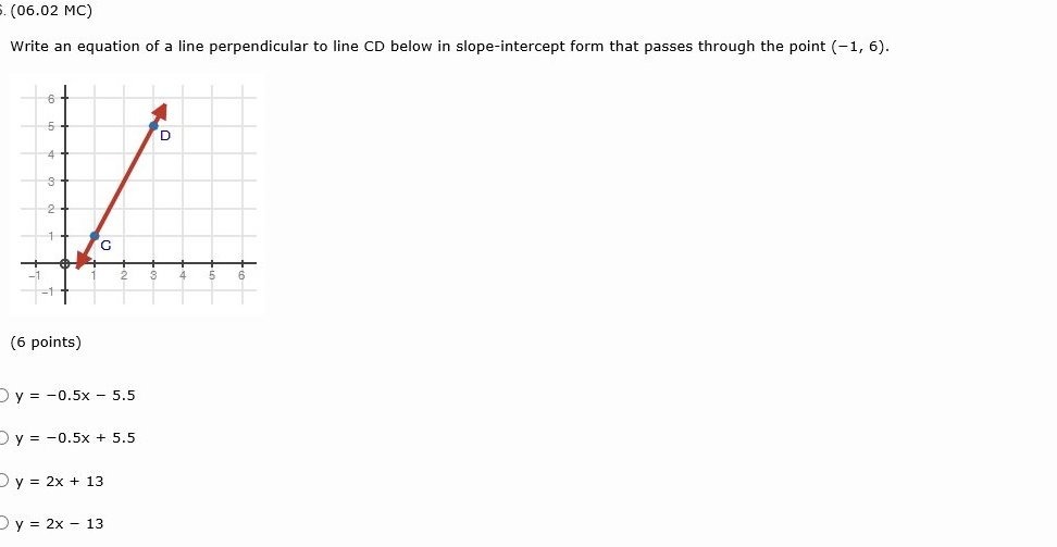 Write An Equation Of A Line Perpendicular To Line Cd Below In Slope
