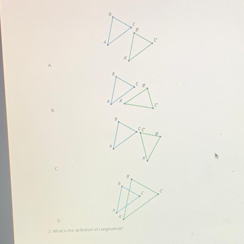 Here Are 4 Triangles That Have Each Been Transformed By A Different Transformation Which - Brainly.com
